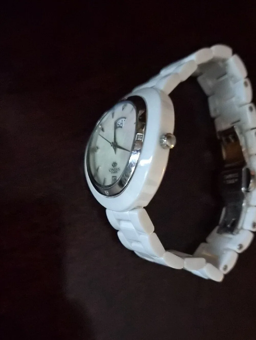 ONISS PARIS Mother Of Pearl With Diamonds Quartz Ceramic Watch